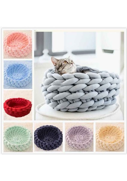 Beyaz 55 cm (1.5 Kg) Örgü Pamuk Yumuşak Köpekler Kediler Yatak Paspasları Büyük Sıcak Köpek Kulübesi Pet Mat Köpek Yastık Ev Evcil Hayvan Kulübesi Pet Köpek Kedi El Dokuması Yatak (Yurt Dışından) modelleri