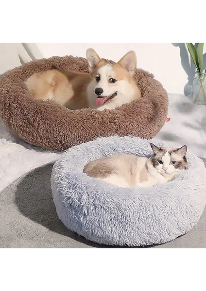 Mavi 50CM Donut Kedi Yatak Yuvarlak Peluş Pet Yatak Kediler Köpekler Için Pet Derin Uyku Yuvası Yumuşak Sıcak Yavru Mağara Köpek Kulübesi Kanepe Kedi Uyku Yatak (Yurt Dışından) indirimleri