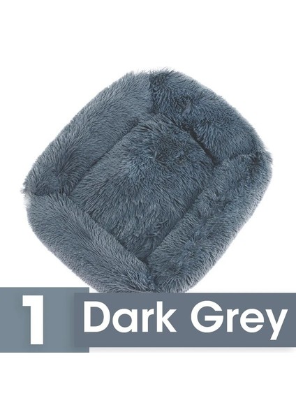 Koyu Gri M 55X45X20CM Kare Kedi Evi Kediler Için Yatak Köpek Mat Sıcak Uyku Kedi Yuvası Yastık Köpek Yavrusu Kanepe Köpekler Için Sepet Peluş Evcil Hayvan Aksesuarları Kış (Yurt Dışından)
