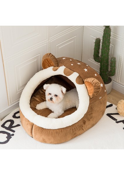 Kahverengi Ayı Xxl 10-15KG Pet Kış Köpek Yatağı Kendiliğinden Isınan Köpek Evi Rahat Kedi Uyku Çadırı Mağara Yatakları Küçük Orta Kediler Için Kapalı Yavru Yuva Köpek Kulübesi Kulübesi (Yurt Dışından)