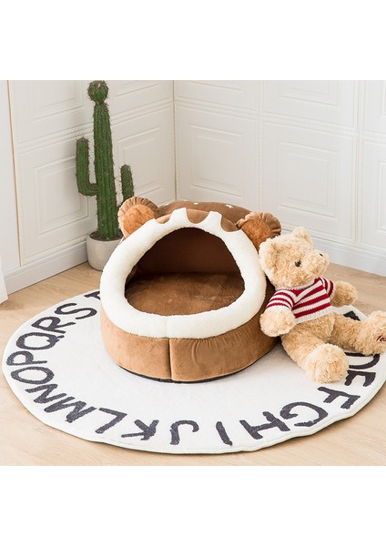 Kahverengi Ayı Xxl 10-15KG Pet Kış Köpek Yatağı Kendiliğinden Isınan Köpek Evi Rahat Kedi Uyku Çadırı Mağara Yatakları Küçük Orta Kediler Için Kapalı Yavru Yuva Köpek Kulübesi Kulübesi (Yurt Dışından)