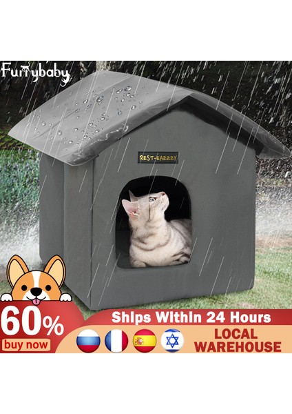 Kamuflaj Grisi 33CMX33CMX35CM Tüylü Bebek Kedi Evleri Kış Sıcak Kedi Yatağı Uyku Evi Dış Mekan Kedileri Için Hava Koşullarına Dayanıklı Yalıtımlı Feral Evler, Birleştirmesi Kolay (Yurt Dışından) modelleri
