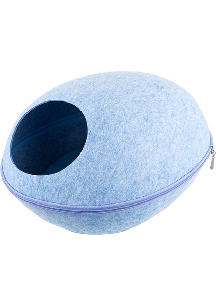 Mavi 50-43-26CM Pet Kedi Yatak Mağarası Uyku Tulumu Yumurta Şeklinde Keçe Fermuar Kedi Evi Ayrılabilir Kedi Yatağı Kedi ve Köpek Hayvan Yatak Mat Pet Malzemeleri (Yurt Dışından)