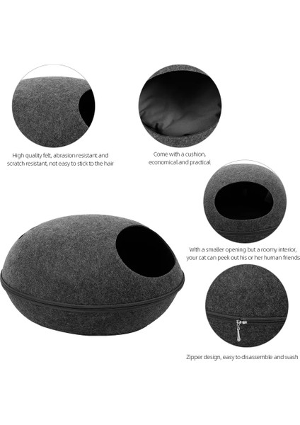 Mavi 50-43-26CM Pet Kedi Yatak Mağarası Uyku Tulumu Yumurta Şeklinde Keçe Fermuar Kedi Evi Ayrılabilir Kedi Yatağı Kedi ve Köpek Hayvan Yatak Mat Pet Malzemeleri (Yurt Dışından) indirimleri
