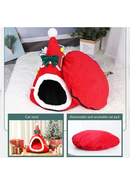 Green-1 S(38X45CM) Sıcak Pet Yatak Noel Şapka Şekli Kedi Kulübesi Evi Yumuşak Peluş Yuva Köpek Küçük Kedi Uyku Yatakları Çadır Taşınabilir Evcil Hayvan Yastığı Mat (Yurt Dışından) modelleri