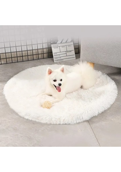 Beyaz M Çapı 47 cm Peluş Kedi Yatak Paspasları Yuvarlak Pet Yatak Kediler Için Küçük Köpekler Yumuşak Polar Pet Uyku Mat Yavru Köpek Yuvası Evcil Hayvan Yastığı Kedi Aksesuarları (Yurt Dışından) indirimleri