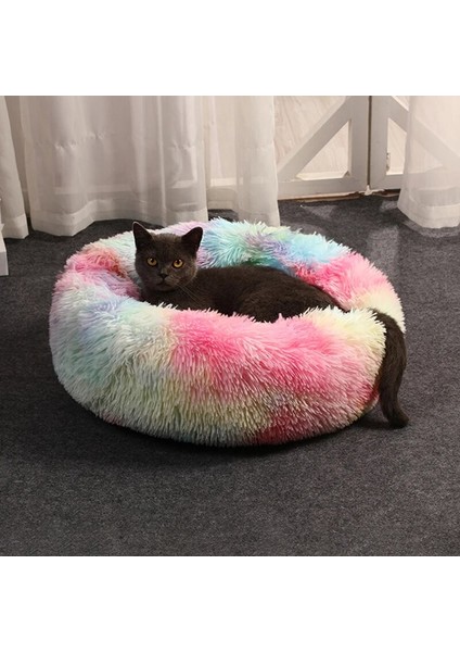 Z-Gökkuşağı 70 cm Yumuşak Köpek Yatağı Kedi Yatakları Kedi Uyku Peluş Mat Yastık Yavru Yuva Kanepe Köpek Yavrusu Için Renkli Kabarık Sıcak Rahat Pet Yatak (Yurt Dışından)