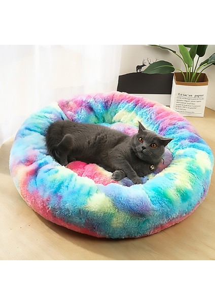 Z-Gökkuşağı 70 cm Yumuşak Köpek Yatağı Kedi Yatakları Kedi Uyku Peluş Mat Yastık Yavru Yuva Kanepe Köpek Yavrusu Için Renkli Kabarık Sıcak Rahat Pet Yatak (Yurt Dışından)
