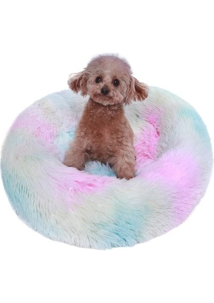 Fasulye Ezmesi 15.7 Inç-40 cm Sakinleştirici Kedi Yatağı Yumuşak Yuvarlak Köpek Yatakları Anti-Anksiyete Donut Cuddler Ev Isınma Rahat Kabarık Peluş Polar (Yurt Dışından)