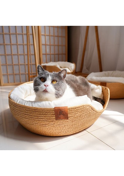 36CMX36CM 222 Pet Yatak Kedi Mat Kennel Köpek Yatakları Kanepe Bambu Dokuma Dört Mevsim Rahat Yuva Sepetleri Su Geçirmez Çıkarılabilir Yastık Uyku Tulumu (Yurt Dışından)