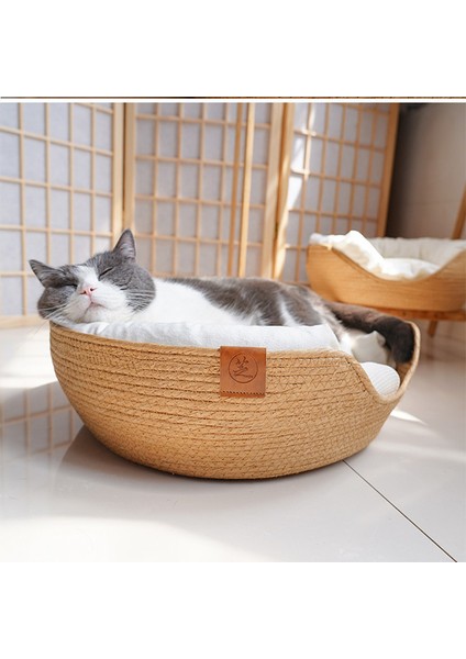 36CMX36CM 222 Pet Yatak Kedi Mat Kennel Köpek Yatakları Kanepe Bambu Dokuma Dört Mevsim Rahat Yuva Sepetleri Su Geçirmez Çıkarılabilir Yastık Uyku Tulumu (Yurt Dışından) fırsatları