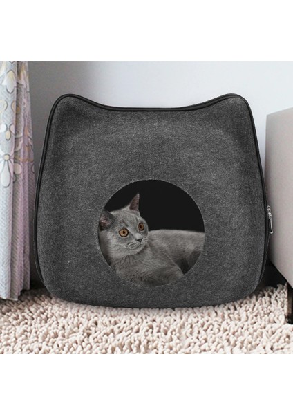 Aqua Yeşil Ayrılabilir Doğal Keçe Kedi Yatağı Nefes Kedi Pet Mağarası Koyu Gri Kedi Yatak Evi Yastık ile Evcil Hayvanlar Için Kediler Evcil Hayvan Aksesuarları (Yurt Dışından)