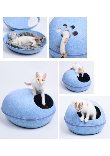 Aqua Yeşil Ayrılabilir Doğal Keçe Kedi Yatağı Nefes Kedi Pet Mağarası Koyu Gri Kedi Yatak Evi Yastık ile Evcil Hayvanlar Için Kediler Evcil Hayvan Aksesuarları (Yurt Dışından) fırsatları