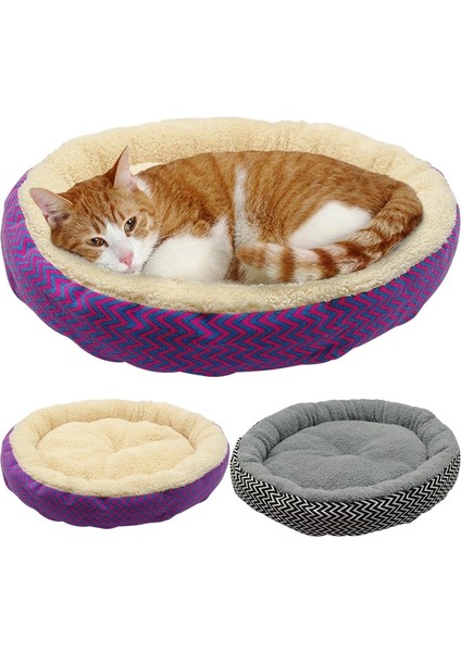 Kahverengi 34CMX10CM Yumuşak Kedi Yatak Evi Yuvarlak Yatak Katlanabilir Köpek Uyku Mat Yastık Yuva Sıcak Köpek Kulübesi Pet Mat Köpek Yuva Gizle Burger Ekmeği Kış (Yurt Dışından)