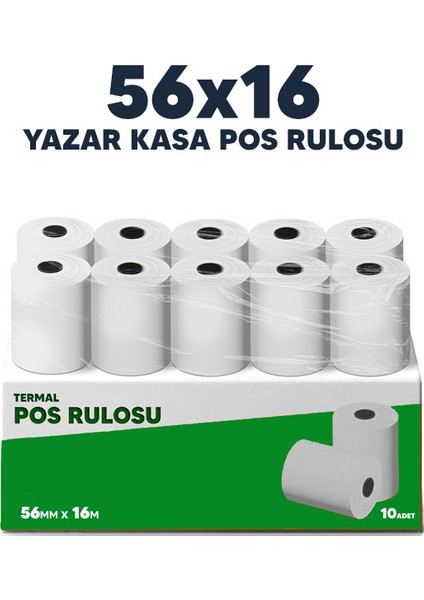 56 x 16 (20 PAKET 200 RULO) Termal Pos Rulosu Pos Kağıdı