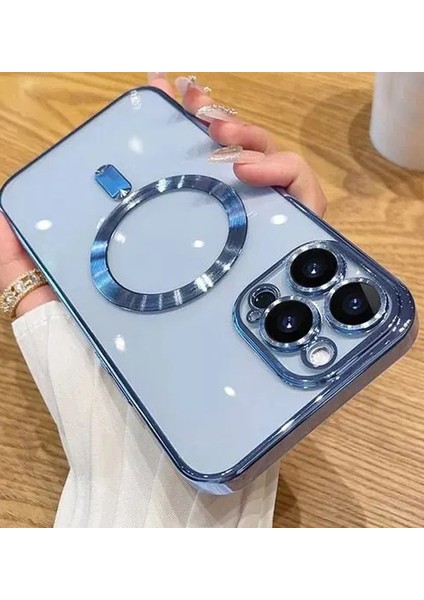 iPhone 14 Pro Max ile Uyumlu Kamera Korumalı Kılıf Magsafe ile Uyumlu Wireless Power-Magnet Kılıf