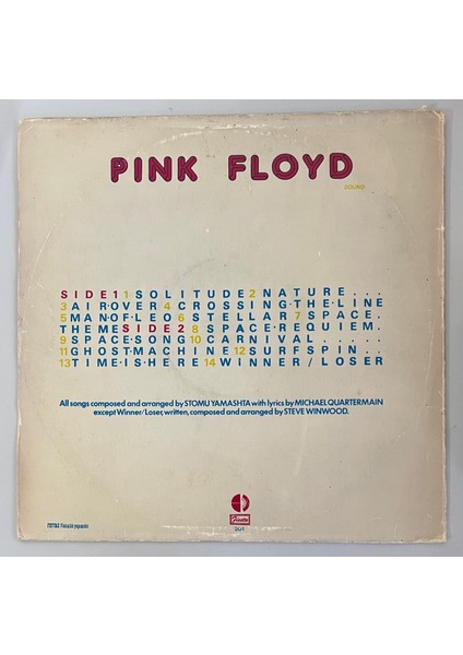 Pink Floyd Sound Lp Plak (Orjinal 1977 Dönem Türk Baskı)