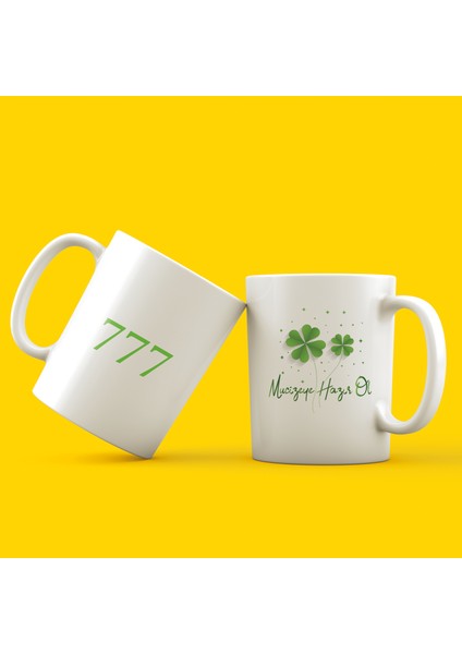 Yonca Baskılı-Mucizeye Hazır Ol Sekans Sayılar 7.7.7 (Şans Sekansı) Beyaz Kupa
