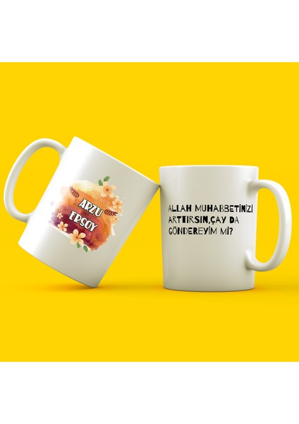 Canım Öğretmenim Çay Da Göndereyim Mi? Baskılı Öğretmenler Günü Kişiye Özel Tasarım Beyaz Kupa