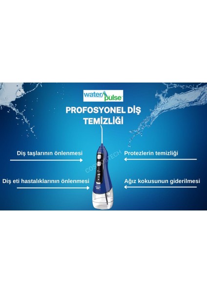 Kablosuz Pro V580 Water Flosser 320ml Taşınabilir Diş/Protez Bakım Ve Ağız Duşu Mavi