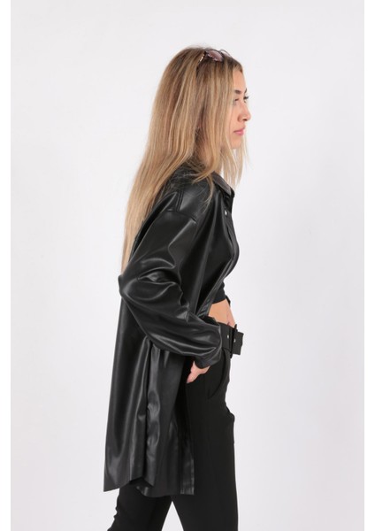 10361-FW Kadın Deri Gömlek Ceket modelleri
