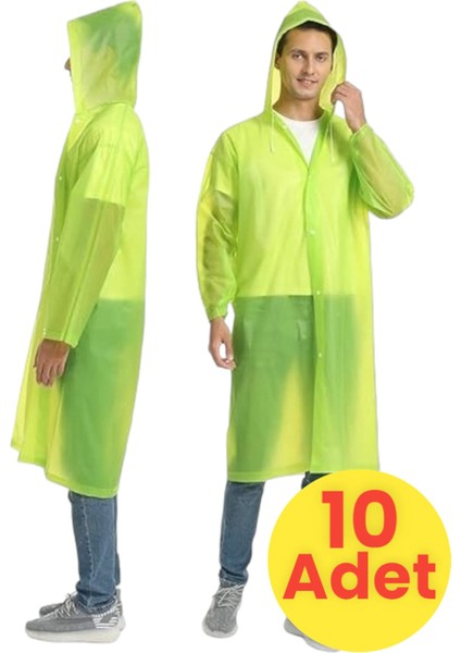 Erkek Rüzgar Geçirmez Kapüşonlu Yağmurluk Eva Yağmurluk 10 Adet