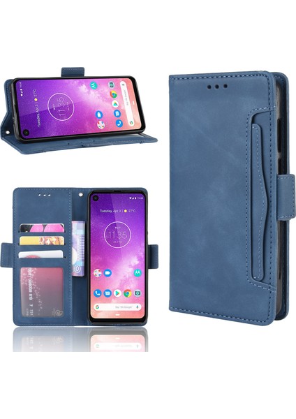 Motorola Moto One Vision Kart Yuvalı Deri Cüzdan Telefon Kılıfı (Yurt Dışından)