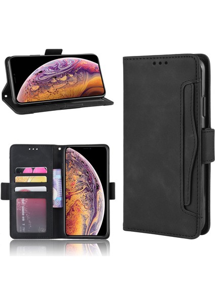 iPhone Xs Max Kart Yuvalı Deri Cüzdan Telefon Kılıfı (Yurt Dışından)