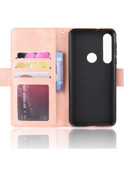 Motorola One Vision Plus Kart Yuvalı Deri Cüzdan Telefon Kılıfı (Yurt Dışından)