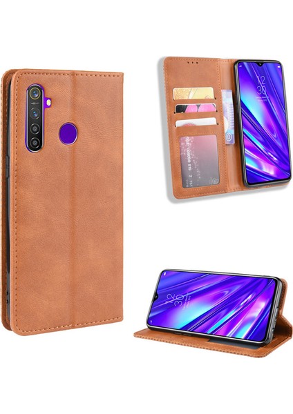 Oppo Realme 6i Kart Yuvalı Deri Cüzdan Telefon Kılıfı (Yurt Dışından)