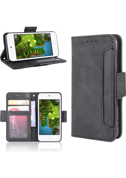 Ipod Touch 7 Kart Yuvalı Deri Cüzdan Telefon Kılıfı (Yurt Dışından)