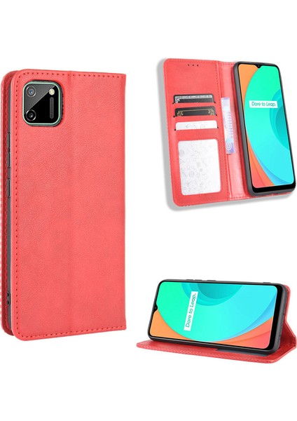 Oppo Realme C11 Kart Yuvalı Deri Cüzdan Telefon Kılıfı (Yurt Dışından)
