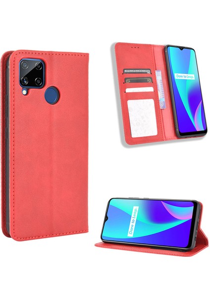 Oppo Realme C15 Cüzdan Deri Flip Telefon Kılıfı (Yurt Dışından)