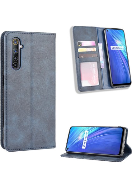 Oppo Realme 6i Kart Yuvalı Deri Cüzdan Telefon Kılıfı (Yurt Dışından)