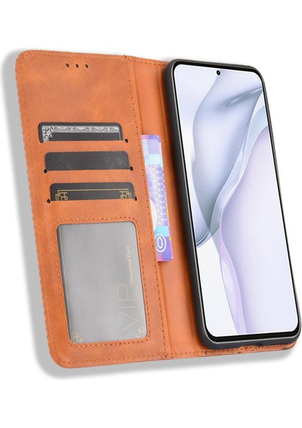 Huawei P50 Pro Kart Yuvalı Deri Cüzdan Telefon Kılıfı (Yurt Dışından)