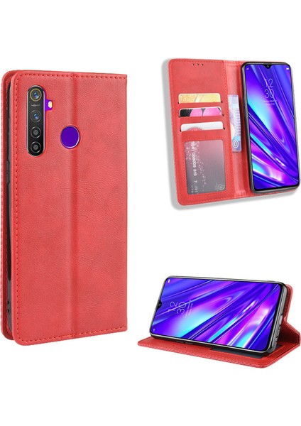 Oppo Realme C3 Kart Yuvalı Deri Cüzdan Telefon Kılıfı (Yurt Dışından)
