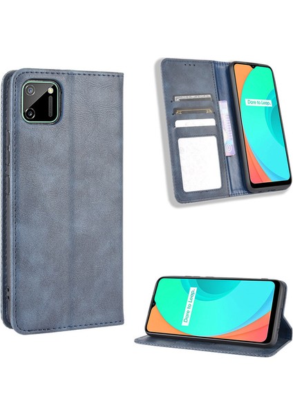 Oppo Realme C11 Kart Yuvalı Deri Cüzdan Telefon Kılıfı (Yurt Dışından)