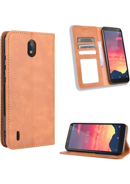 Nokia C2 Kart Yuvalı Deri Cüzdan Telefon Kılıfı (Yurt Dışından)