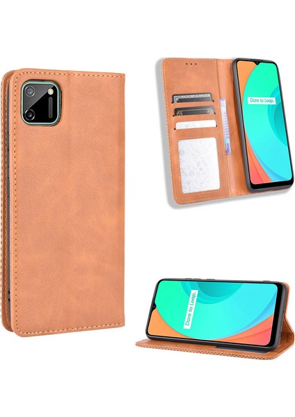 Oppo Realme C11 Kart Yuvalı Deri Cüzdan Telefon Kılıfı (Yurt Dışından)