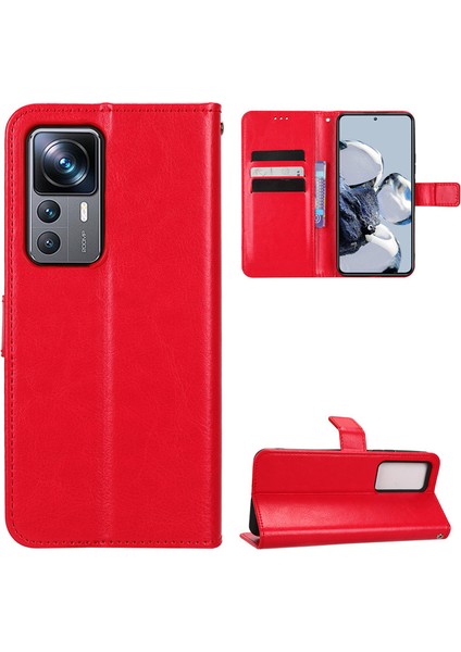 Xiaomi Mi 12T Pro Için Kordonlu Deri Cüzdan Telefon Kılıfı (Yurt Dışından)