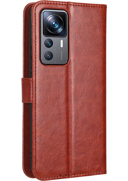 Xiaomi Mi 12T Pro Için Kordonlu Deri Cüzdan Telefon Kılıfı (Yurt Dışından)