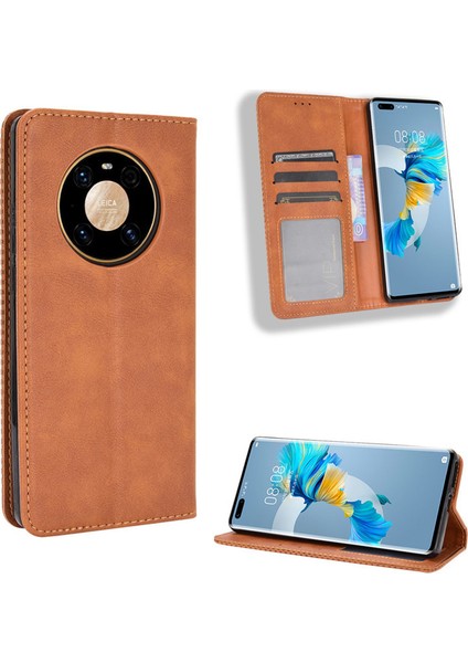 Huawei Mate 40 Pro Cüzdan Deri Flip Telefon Kılıfı (Yurt Dışından)