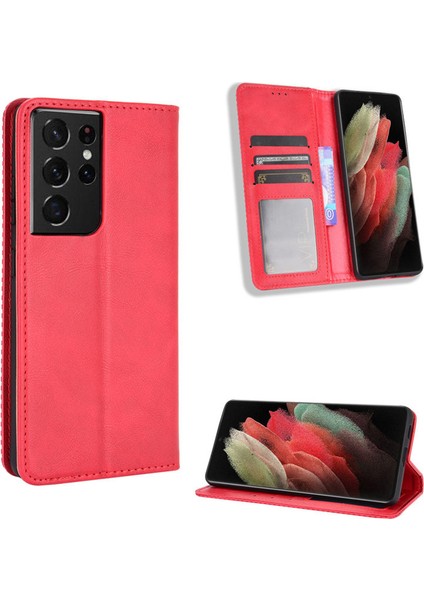 Samsung Galaxy S21 Ultra Cüzdan Deri Flip Telefon Kılıfı (Yurt Dışından)