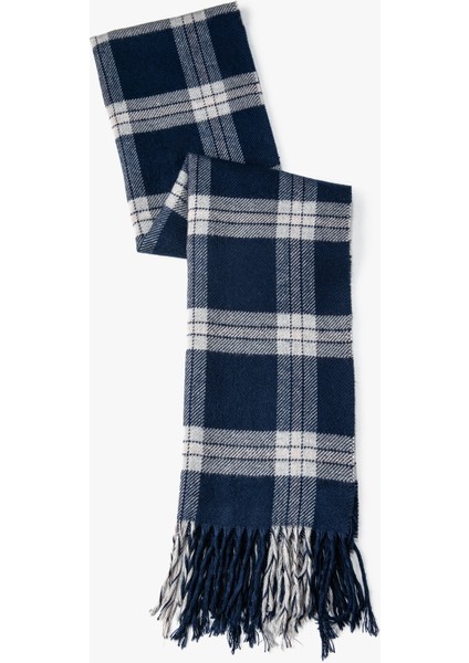 Ekoseli Atkı Püskül Detaylı Yumuşak Dokulu