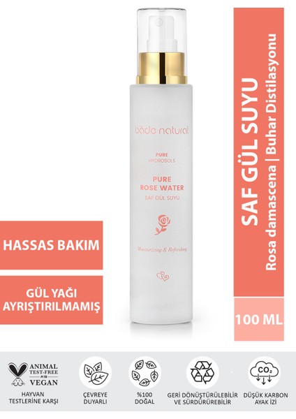 Bade Natural Gül Suyu Etkili Tonik %100 DoğalSaf 100 ml