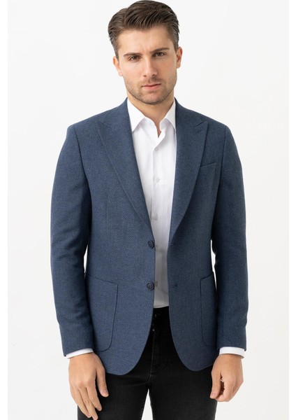 Pavia C3024 Regular Fit 6 Drop Yünlü Likralı Ceket Desenli