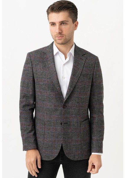 Whitestone Treviso C3006 Yarım Astar Likralı Regular Fit 6 Drop Ceket Desenli