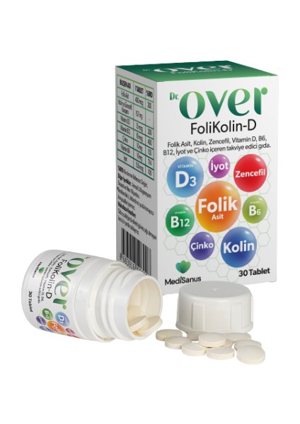 3 Li Folikolin-D Multivitamin Folikasit,kolin,zencefil,vit D,B6,B12,İYOT Çinko Içeren Gıda Takviyesi