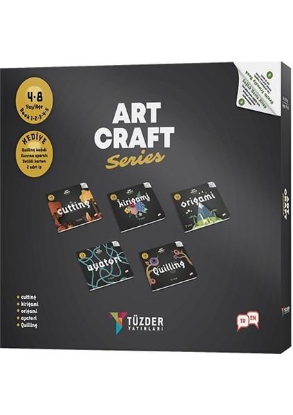 ART CRAFT-El Becerileri Seti | 4-8 Yaş | 5 Kitap | (Origami-Kirigami-Cutting-Quiling-Ayatori) | TÜZDER Eğitim Metodu ile Hazırlanmış | Uluslararası Standartlarda | Türkçe-İngilizce