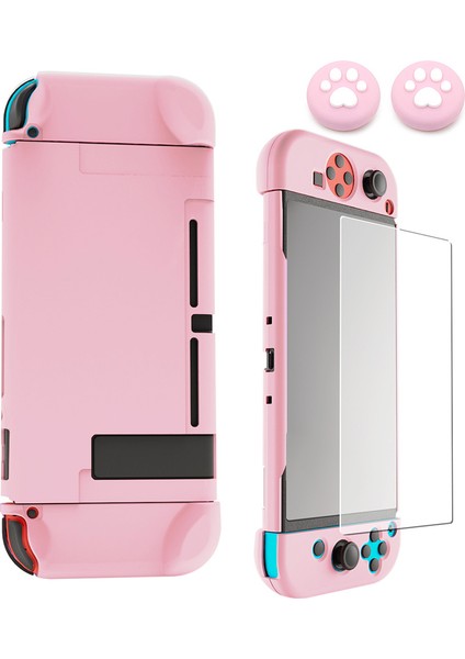 Nintendo Switch Için Koruyucu Kılıf Kapağı Nintendo Switch Konsolu ve 2 Thumbstick'li Joy-Con Kontrol Cihazları Için Sert Kılıf El Tutma Yeri ve Temperli Cam Ekran Koruyucu (Yurt Dışından)